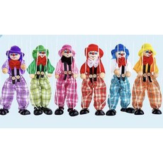 인형놀이 마리오네트 꼭두각시 유치원 인형극 관절 목각인형 6개 세트, A. 노 파 핑 빨 녹 자 24 43cm 6개