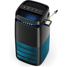 가정용 포모론 4-in-1 공기청정기 에어 이오나이저 음이온 발생기 H13 헤파 필터 UV 1250 Ft 99.97% 제거율 침실용 꽃가루 연기 반려동물 단더 MJ002H 블랙, A-Black, Medium
