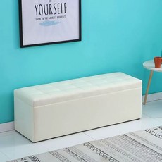 수납의자 화장대스툴 소파 리빙 회색(가죽) 120x40(수납) 긴의자 밝은 스툴 박스 벤치, W. 오프 화이트 가죽