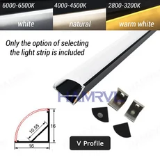 1M/0.5M 블랙/화이트 LED 알루미늄 채널 Led 스트립 V/U/YW 블랙 밀키 커버 바 라이트 DC12V 6000/4000/30, 20 2PCS x0.5M, 02 V-Black Milky Cover