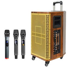大聲公鼎盛型10吋專業無線式多功能行動音箱/喇叭，200W功率，10吋重低音，UHF麥克風，保固一年，行動卡拉OK, 三支手持式無線麥克風