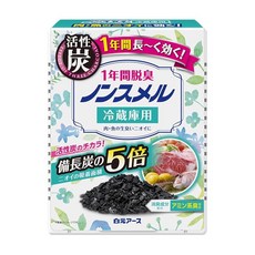 논스멜 냉장고용 탈취제 시라모토 어스 배치형 탈취 활성탄 비장탄의 5배 파워 강력한 탈취 고기와 생선 냄새 탈취제 일본제, 1개, 1g