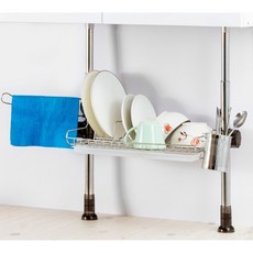 DAMDA 기둥 설치형 식기건조대 씽크선반 무타공, 1개, 400, 1단