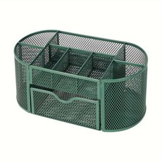 메쉬 책상 정리함 튼튼한 금속 펜 스탠드 학생 문구 사무용품, Green