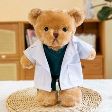 의사 곰인형 의사옷 봉제인형 간호사 병원 인테리어 기념품 이벤트, B. 닥터 라이트 브라운 베어+선물상자, 30cm, 1개