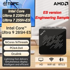 TOPC 인텔 코어 울트라 5 235H-ES울트라 7 255H-ES울트라 9 285H-ES 게이밍 컴퓨터 2DDR5 2M2 2280 SSD 윈, 03 Ultra 9 285H ES, 04 영국, 02 DDR5 32GB 1TB SSD