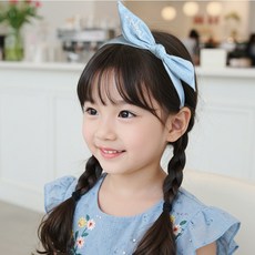 제이앤루시 데님 스타일 러블리 여아 머리띠 유아 아동 어린이 초등 리본 헤어밴드