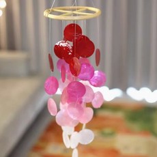 庭院貝殼風鈴花園裝飾品家居窗戶彩虹色風鈴裝飾禮物掛件, 玫紅色39片貝殼