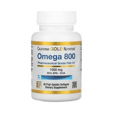 캘리포니아골드 뉴트리션 CaliforniaGold Omega 800 캘리포니아 골드 오메가 피쉬 오일 1000 mg 소프트젤 30개입, 30정, 1개