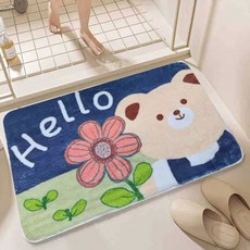 卡通仿羊絨地墊 浴室門口吸水防滑耐磨地墊, 1個, 小熊花花,60*90cm（仿羊絨）, 小熊花花