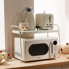 오브앤코 전자레인지 선반 스텐 렌지대 미드센츄리 전자렌지 선반, 2단, 밀크 화이트
