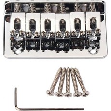 힐리티 6현 일렉트릭 기타 브릿지 새들 하드 테일 테일피스 렌치 나사 포함 전기 기타 교체 부품 (은색) 73mm, 힐리티 6현 일렉트릭 기타 브릿지 새들 하드 테일 테일