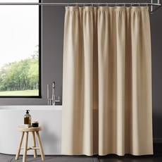 욕실 패브릭 샤워커튼 화장실 방수커튼, 베이지, 1개