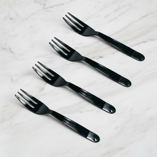 제이유닉 일회용 개별포장 블랙 미니 플라스틱 과일 파스타 빵 베이커리 카페 1회용 배달 포크, 100개, 1개입