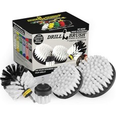 실내 차량 디테일링 드릴 브러시 세트 부드러운 브리슬 파워 스크러버 부착물 차량 트럭 장식 카펫 가죽 좌석 휠 림 대시보드 콘솔 트림 세척용 나일론 자동차, 흰색