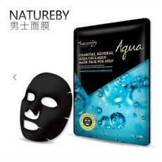 natureby 原礦炭男士面膜，深層清潔毛孔，控油保濕，改善粗糙膚質，打造清爽自信肌膚, 1個, 水膠原 25g