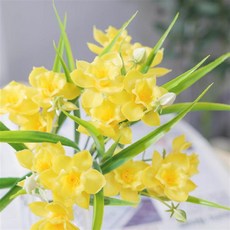 실크플라워 수선화조화 꽃 15송이 부쉬 생화같은 조화꽃, 옐로우(Yellow)