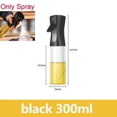 주방 오일 스프레이 요리 올리브 디펜서 베이킹 식초 간장 용기 2 in 1, black 300mlspray