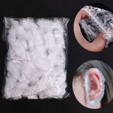 미용 귀 덮개 파마용 시술 헤어 염색용 귀 덮개 플라스틱 귀마개 고무줄 보호대 일회용 귀염 방지 커버