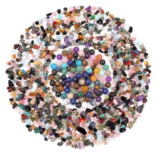 ECLATIS GolbalJew 8mm 천연 크리스탈 스톤 비즈 100개와 5-8mm 불규칙한 원석 칩 400개 디자인 팔찌 목걸이 귀걸이 하이퀄리티 주얼리 제작용 DIY, Multicolor