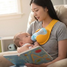 허그맘 젖병거치대 젖병 지지대 젖병손잡이 셀프 젖병홀더, 엘로우