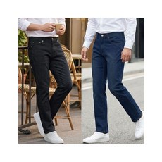 블루캡 BL스탠다드 일자핏 스판청바지 중년 남자 데님 블랙진 662454