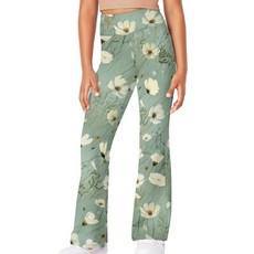 Daulesho 연꽃 소녀 부츠컷 요가 레깅스 음악 노트 스플래시 아트 버섯 하이 웨이스트 요가 팬츠 아동용 스포츠 의류 빈티지 연꽃 9-10세