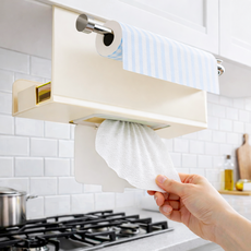 굿디아 초간단 설치 무타공 행주 키친타올 홀더, 크림, 1개