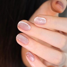 DFMEI 爆款短方型白月光貓眼穿戴甲爆閃美甲甲片30片可拆卸假指甲, 1組, SGL524:如圖