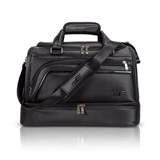 高爾夫球衣物袋 戶外旅行PU鞋包 雙層男女款高爾夫球袋, 黑色