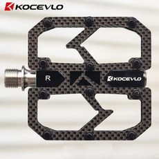 KOCEVLO 碳纖維腳踏車踏板 超輕195克 鈦軸, 黑色, 1個