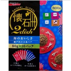 日清 懷石2dish 貓飼料 800g（分成10小袋入）貓乾糧 貓主食, 1個, 藍-瀨戶內海之味