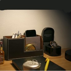 데스크 정리함 가죽 명함꽂이 펜꽂이 모던 사무용품 오피스 고급형, 1개, Io 모던블랙