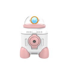 太空人火箭小檯燈卡通可愛學生閱讀燈學習燈帶卷筆刀多功能小夜燈, 粉色:太空人火箭小檯燈