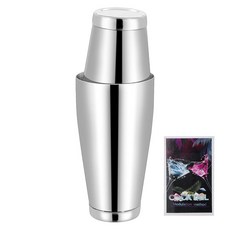 1피스 칵테일 쉐이커 세트 프로 바 쉐이커 보스턴 쉐이커 세트 바텐딩용 스테인리스 스틸 마티니 음료 믹서 필수 바 도구 가중 쉐이킹 금속 틴 바텐더용 591.5ml(2, 1