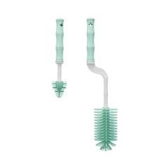 矽膠奶瓶刷 多功能360度清潔杯刷, 綠色-奶瓶刷+奶嘴刷, 1個