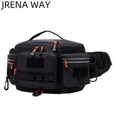 JRENA WAY 路亞騎行腰包 運動斜挎包 男女釣魚防水胸包, 黑色