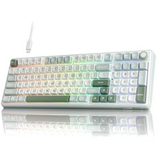 RK ROYAL KLUG R98 Pro 유선 기계식 키보드 96% 크리미 게이밍 키보드 RGB 백라이트 숫자 패드 및 볼륨 노브 개스킷 마운트 MDA 프로필 PBT 키캡, Hot Swappable Beige Switch, Cyan