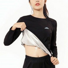 여성 가볍고 신축성 좋은 땀복 코팅 스포츠 티셔츠 여자 레깅스 효과 세트 발열 운동