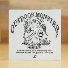 Hyggelig 小怪獸轉印貼紙 文青風格 露營裝飾 魔鬼氈適用 可愛圖案, 黑色單色,大張-94x90mm, 1個