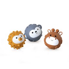 臺灣出貨 新款嬰爆款手抓球玩具軟膠方塊積木疊疊圈爆款捏捏手感球堆疊玩具, 動物手感球(3PCS)盒裝, 1個