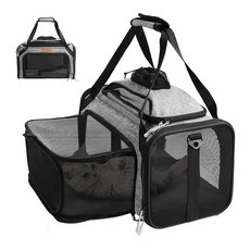 소형 반려동물을 좌석 캐리어 방지 PETUX 반려견 부드러운 확장형 항공사 측면 5인치 17 긁힘 버클 10파운드 메시 최대 아래 위한 승인 안전 캐리어 반려동물 상단 고양이 11, Grey