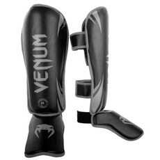 古川小夫 M XL碼 VENUM挑戰者系列 MMA 護腳脛 自由搏擊護腳背 ShinGuards 黑灰色, 1個, L