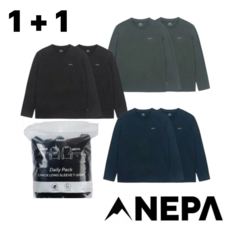 [백화점 매장판] 네파 공용 1+1 기본 긴팔티셔츠 라운드 크루넥 롱슬리브 티셔츠 세트