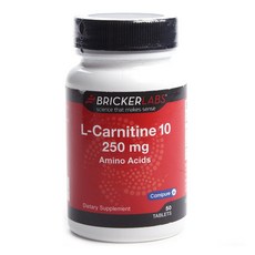 BRICKER LABS 左旋肉鹼 10 片 250 毫克氨基酸片, 50顆, 1罐