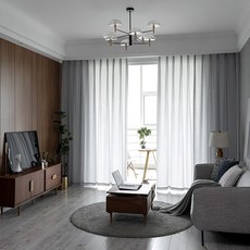 시스루커튼 베란다 봄커튼 다크톤 반차광 속커튼, 4_고급 그레이