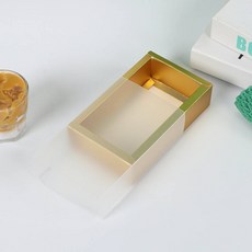 10pcs 서리로 덥은 PVC Windows 멀티 크래프트 종이 선물 상자 패키지 웨딩 파티 쿠키 사탕 절묘한 서랍 용품, Inner 6.5x6.5x3cm, Gold