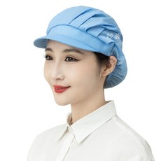 桃園有貨 廚師帽 工廠車間工作帽 廚房餐飲餐廳防塵帽 工廠食堂無塵帽 衛生勞保帽 防塵帽 防落髮帽, 淺藍【半網】, 1個