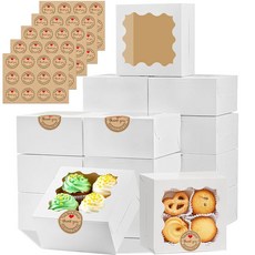 미니 케이크 간식 디저트 페이스트리 도넛 위한 딸기 캔디를 상자 마카롱 흰색 초콜릿 쿠키, 50, Cardboard