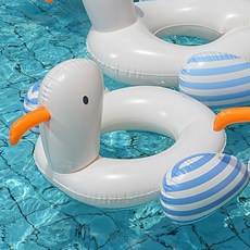 Baby童衣 嬰幼童遮陽海鷗造型坐式泳圈 親子共游泳圈 兒童可愛座圈 商檢合格 網美拍照戲水, 1個, 海鷗泳圈-適合7-10歲使用